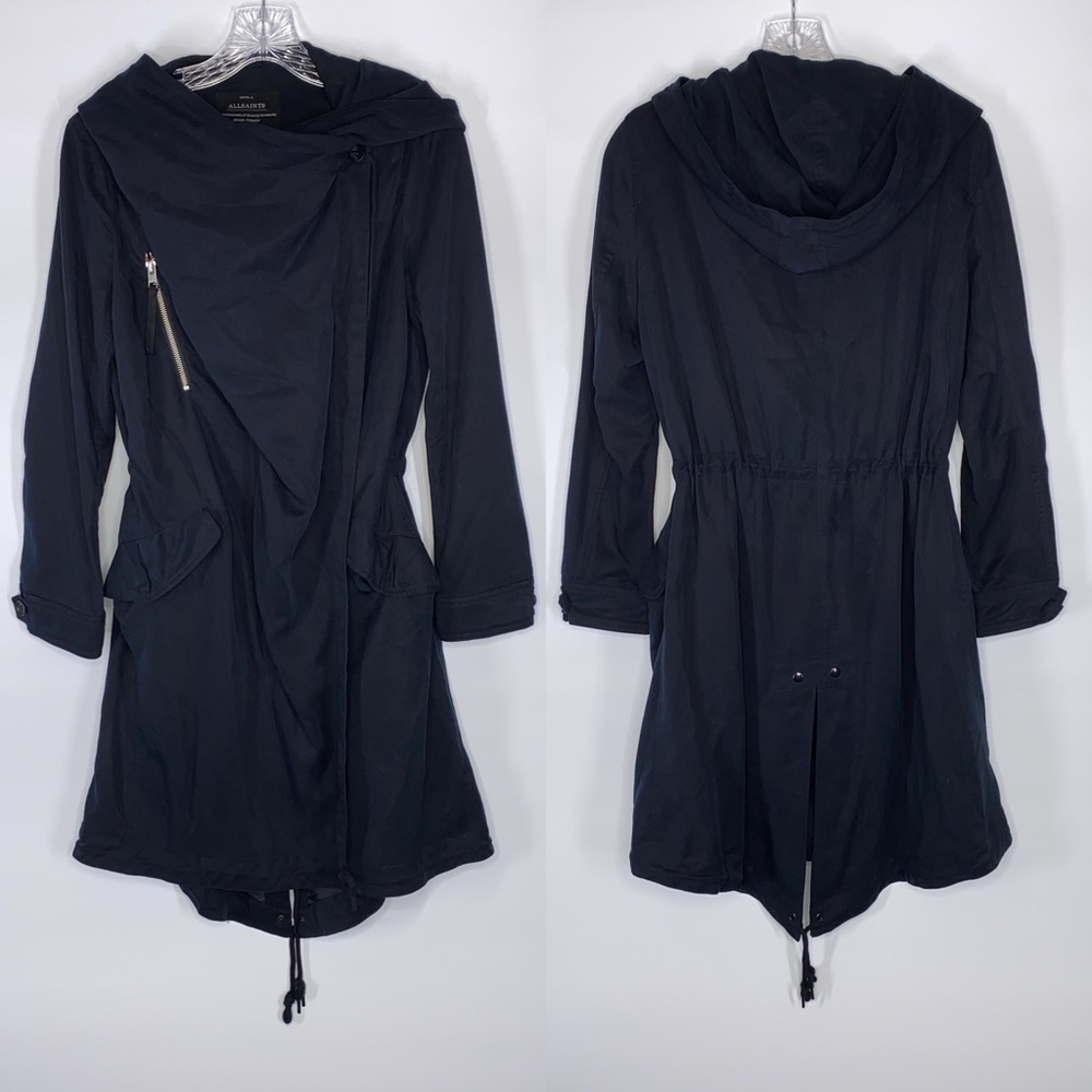 All Saints Portere Navy Blue Parka Jacket Size 2